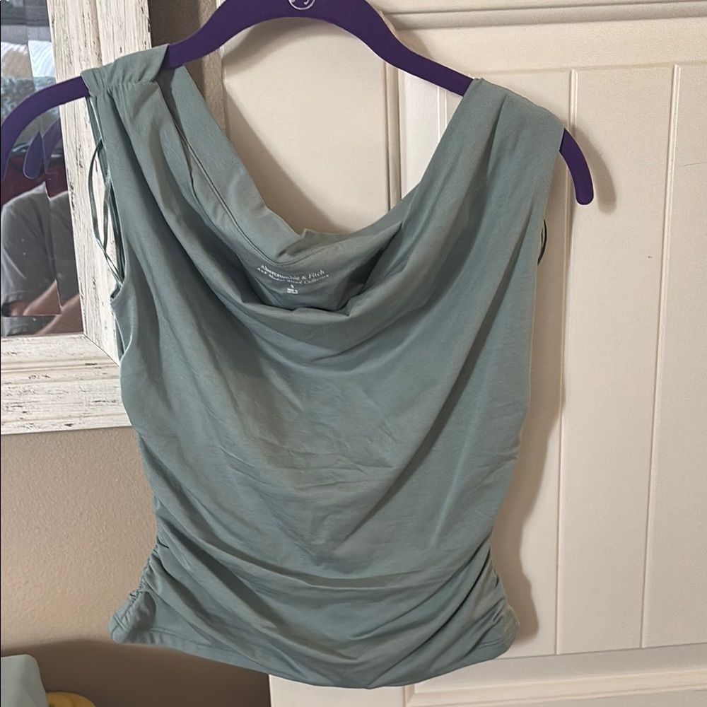 Abercrombie Ruched Green Tank Top with Soft Fabric